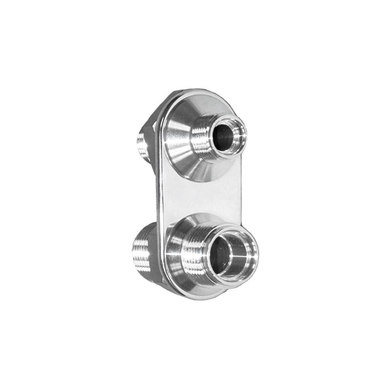 Vintage Air - Streamline Polished Aluminum 2-Way Bulkhead Plate for AC 6-10 Male O-Ring