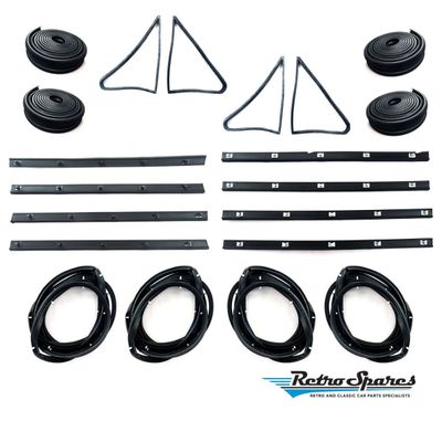 HOLDEN HD HR SEDAN FRONT & REAR DOOR BELTS, SEALS, 1/4 VENT & BAILEY CHANNELS SET