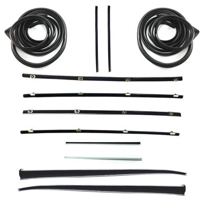 HOLDEN FE FC UTE DOOR BELTS, OUTER DOOR SEALS, STAINLESS STEEL BAILEY CHANNELS, 1/4 VENT UPRIGHT SEALS & PILLAR CHANNELS SET