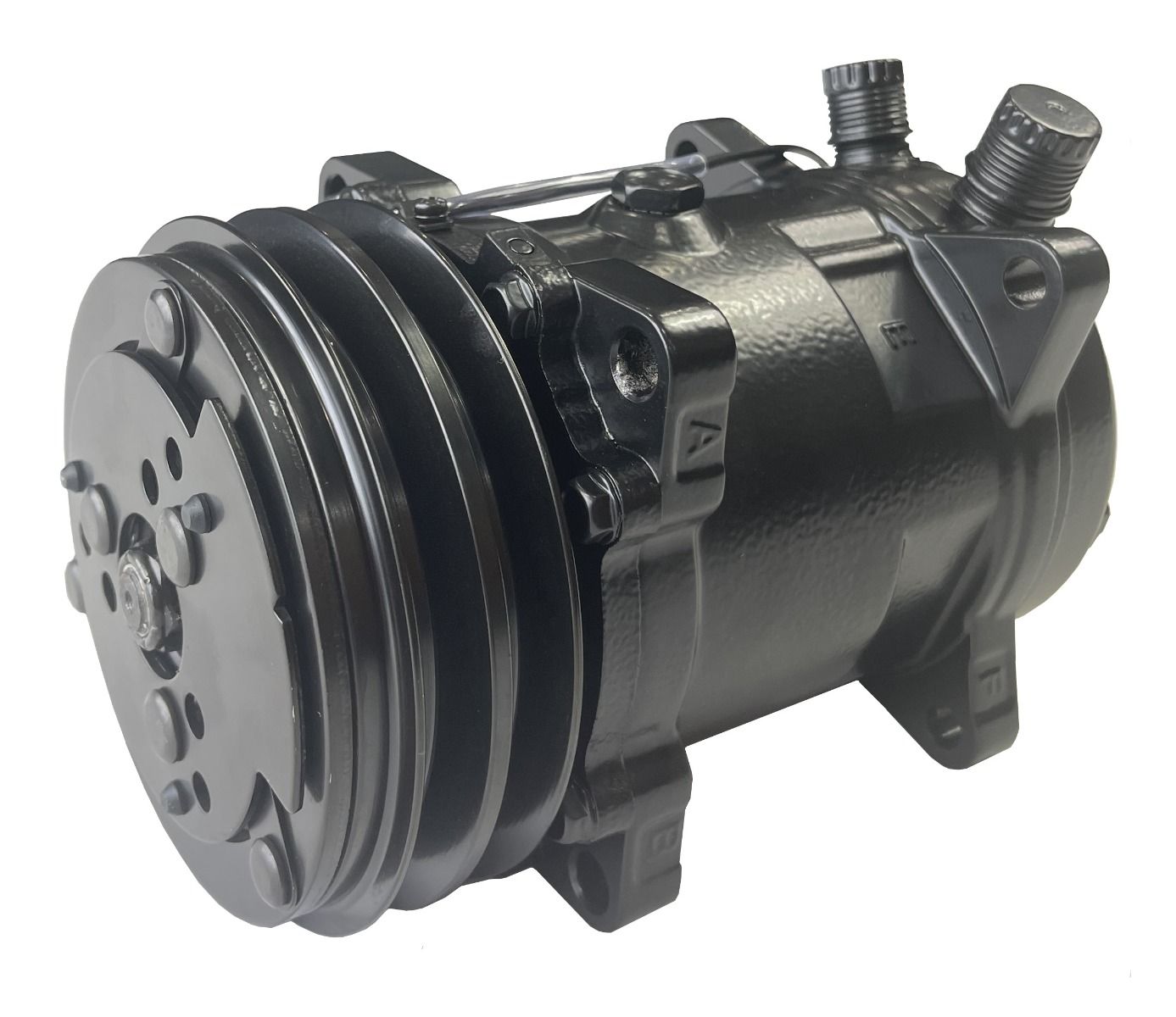 SANDEN SD 508 STYLE COMPRESSOR DOUBLE V GROOVE PULLEY IN BLACK
