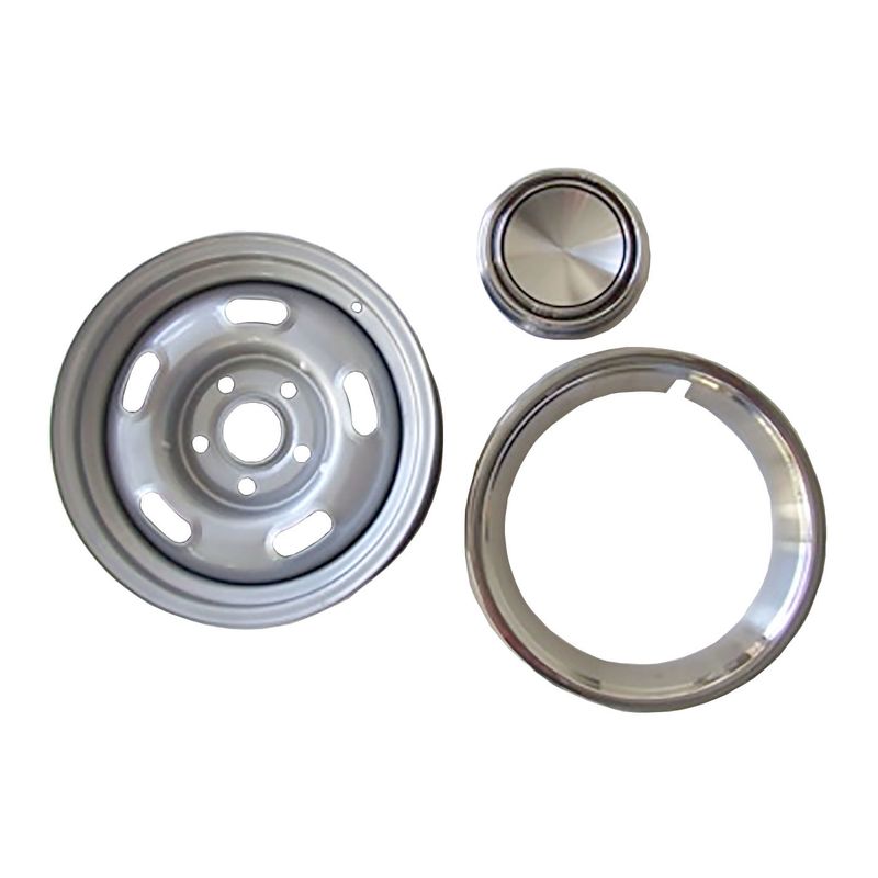 FORD XW XY GS GT 5 SLOT RIM KIT WITH HUB CAP & DRESS RIM SIZE 14X6