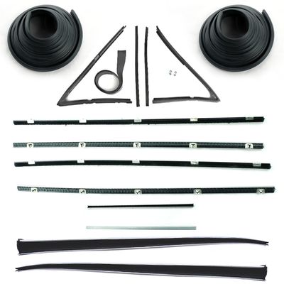 HOLDEN FJ FRONT DOOR BELTS, SEALS, 1/4 VENT, PILLAR & STAINLESS STEEL BAILEY CHANNELS SET