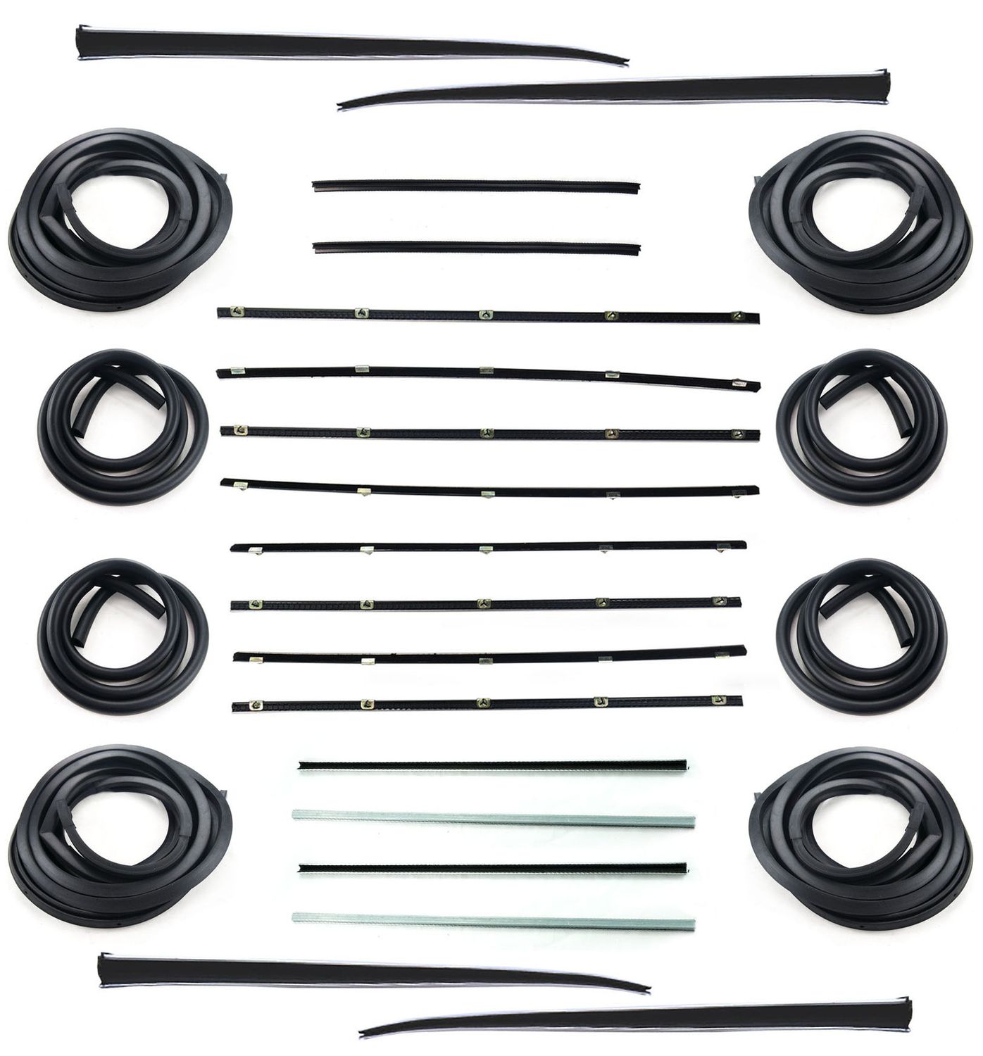 HOLDEN FE-FC SEDAN WAGON DOOR BELTS, SEALS, STAILNESS STEEL BAILEY CHANNELS, 1/4 VENT UPRIGHT SEALS & PILLARS SET