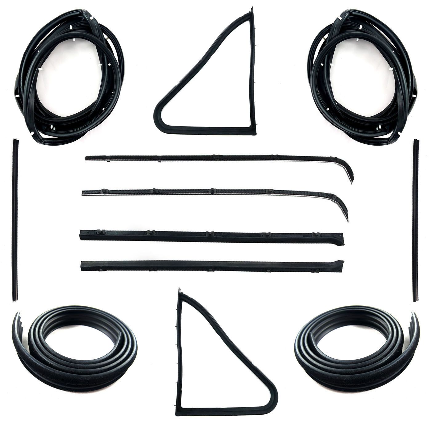 HOLDEN EJ EH FRONT DOOR BELTS, SEALS, 1/4 VENT, UPRIGHT PILLARS & BAILEY CHANNELS SET