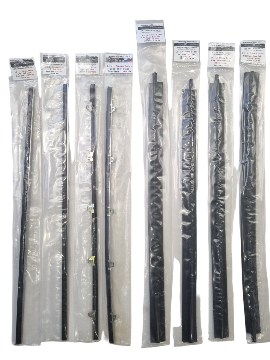 LC-LJ TORANA SEDAN RHR,RHF,LHR,LHF OUTER-LHR/RHF, LHF/RHF INNER DOOR BELT (8 PCE)