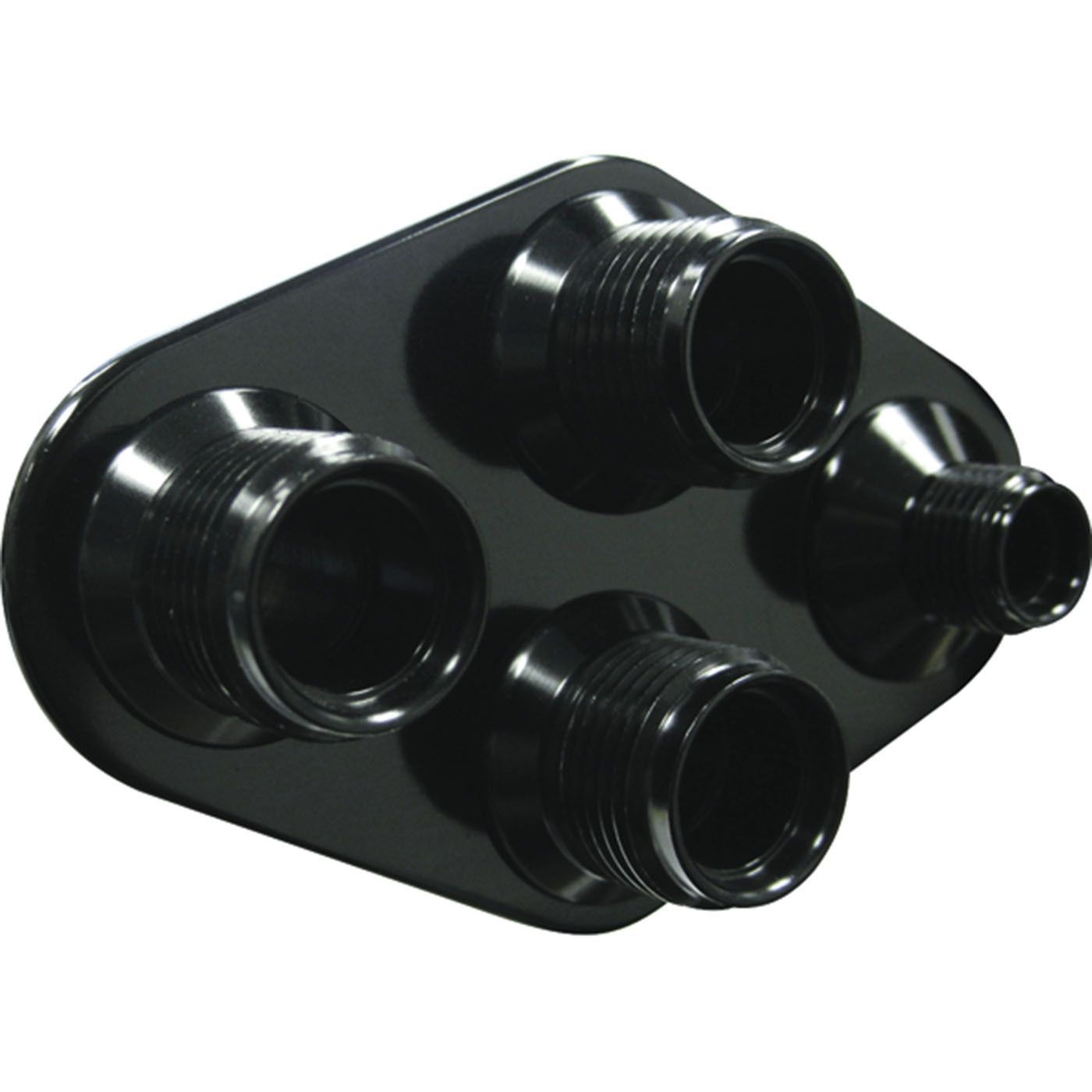 Streamline Black Anodized Aluminum 4-Way Diamond Bulkhead Plate for AC and Heater 6-10 Male O-Ring