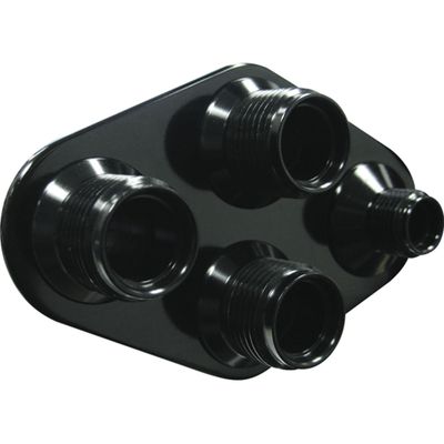 Streamline Black Anodized Aluminum 4-Way Diamond Bulkhead Plate for AC and Heater 6-10 Male O-Ring