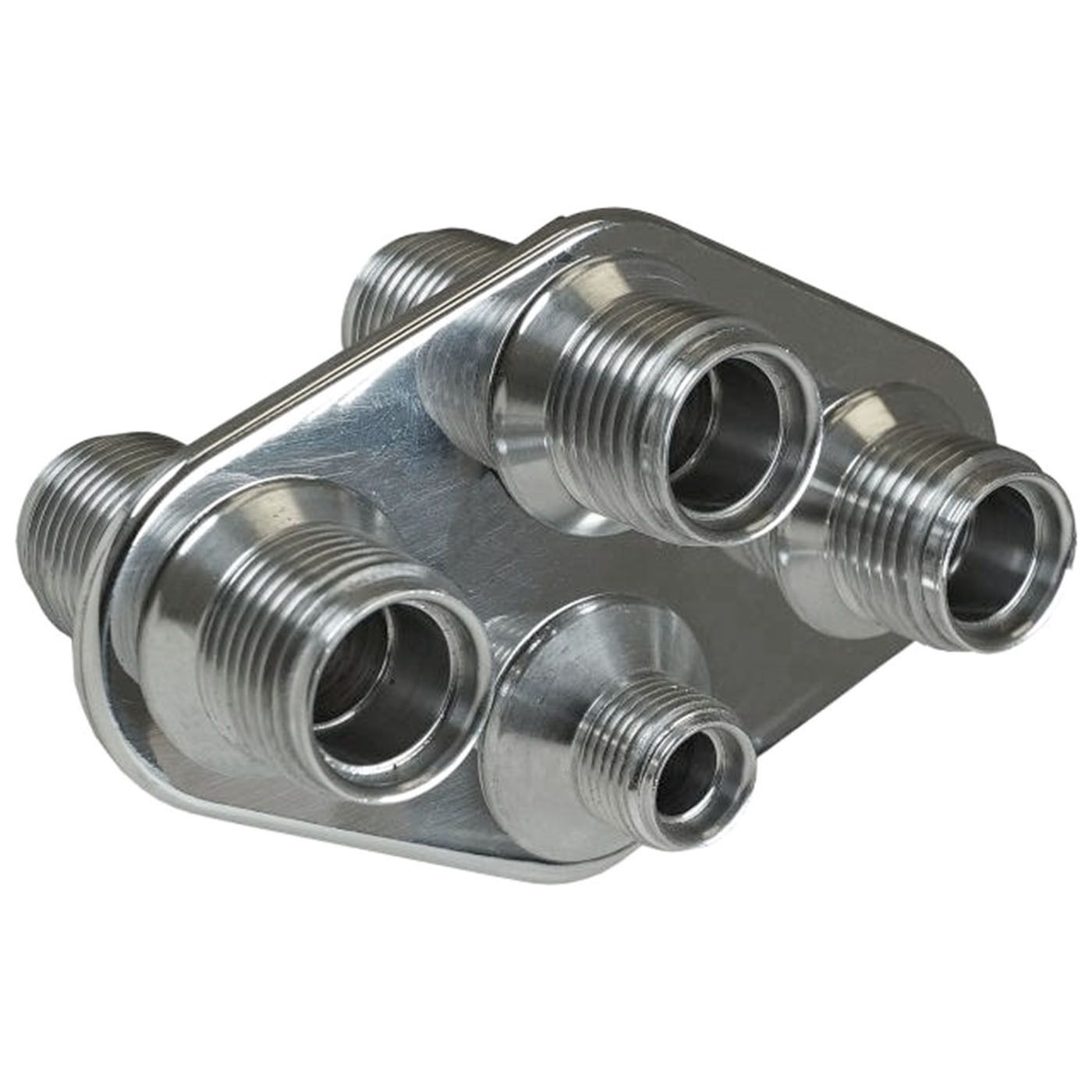 Vintage Air - Streamline Polished Aluminum 4-Way Diamond Bulkhead Plate for AC and Heater 6-10 Male O-Ring