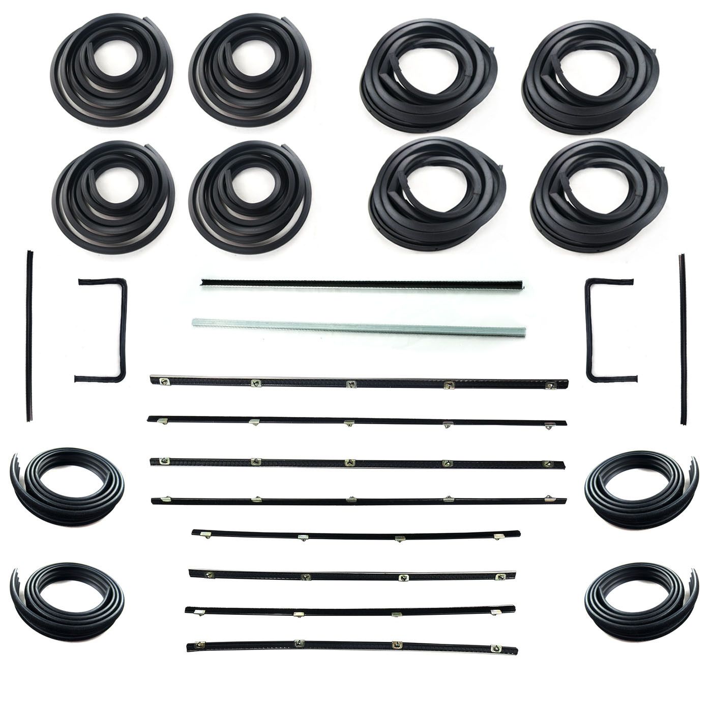 HOLDEN FB EK SEDAN DOOR SEALS, BELTS, 1/4 VENT, UPRIGHT PILLAR & BAILEY CHANNELS SET