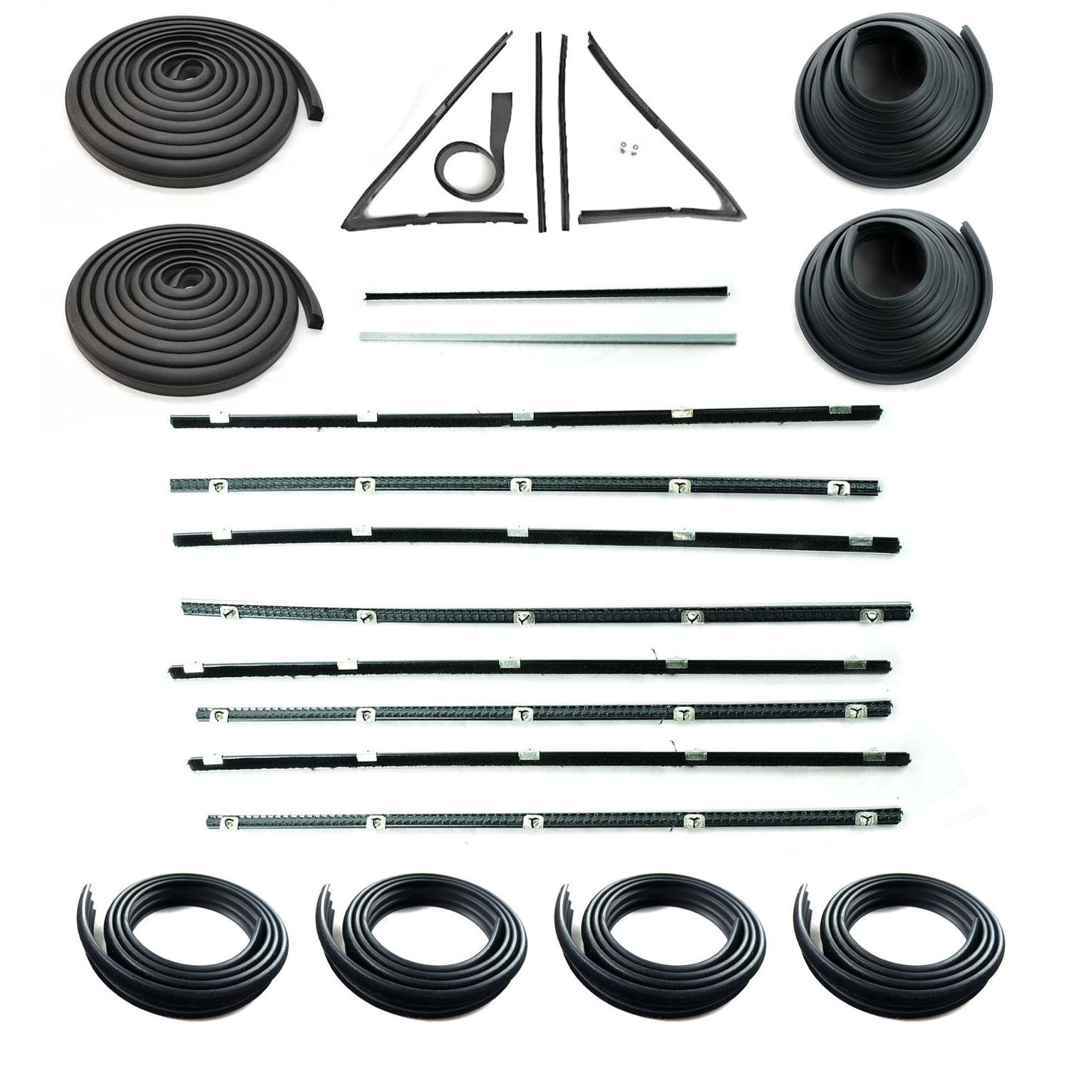 HOLDEN FJ SEDAN DOOR BELTS, SEALS, 1/4 VENT, PILLAR & BAILEY CHANNELS SET