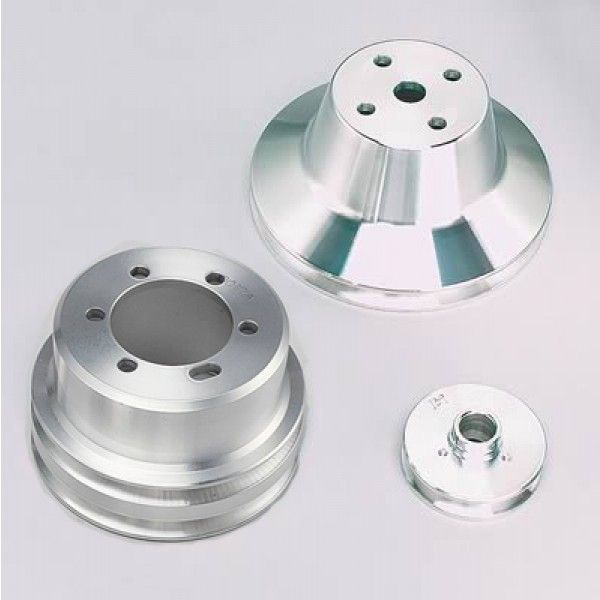 CHRYSLER MOPAR DODGE SMALL BLOCK 318, 340, 360 1970+ PULLEY SET 1+2 GROOVE WATER PUMP CRANK & ALT - 6 BOLT 70 +