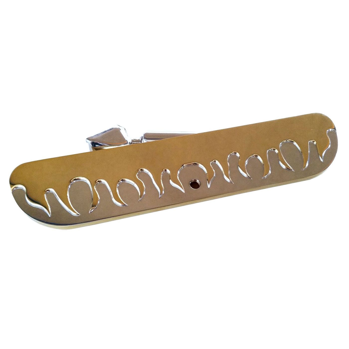 STAINLESS STEEL INTERIOR REAR VIEW VISION MIRROR GOLD FLAMES WITH FITTINGS