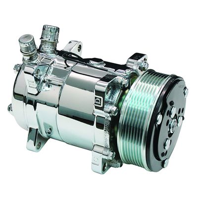 SANDEN SD 508 STYLE COMPRESSOR 7-GROOVE SERPENTINE PULLEY, POLISHED FINISH
