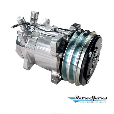 SANDEN SD 508 STYLE COMPRESSOR DOUBLE V-GROOVE PULLEY, POLISHED FINISH