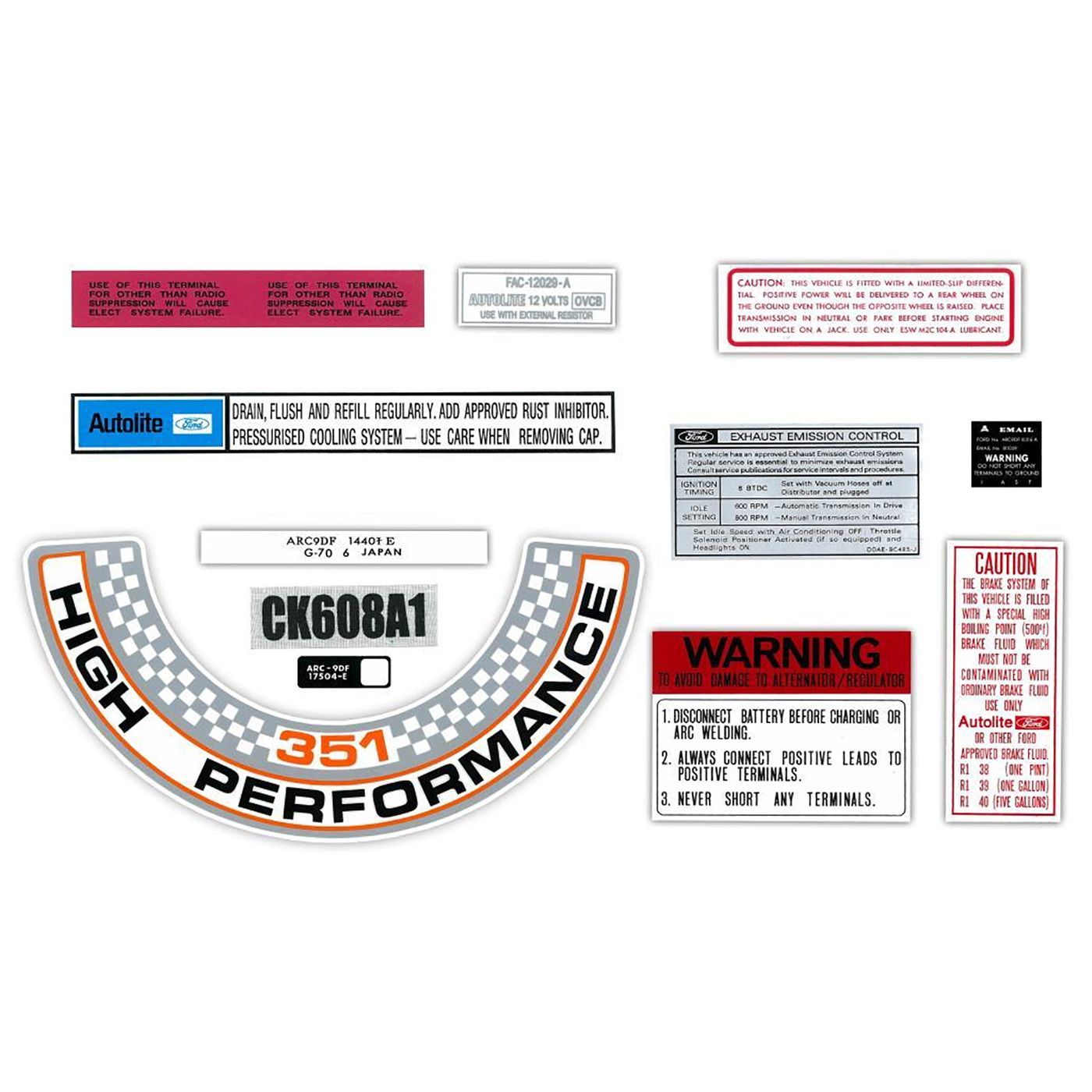 Engine Bay Decal Kit Concourse for FORD XW GT