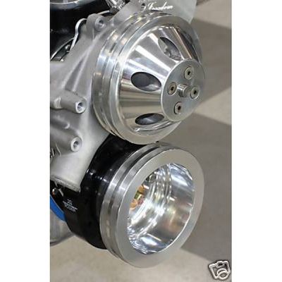 CHEVY SBC PULLEY COMBO DOUBLE GROOVE ALLOY SHORT WATER PUMP SET BILLET CRANK AND WATERPUMP