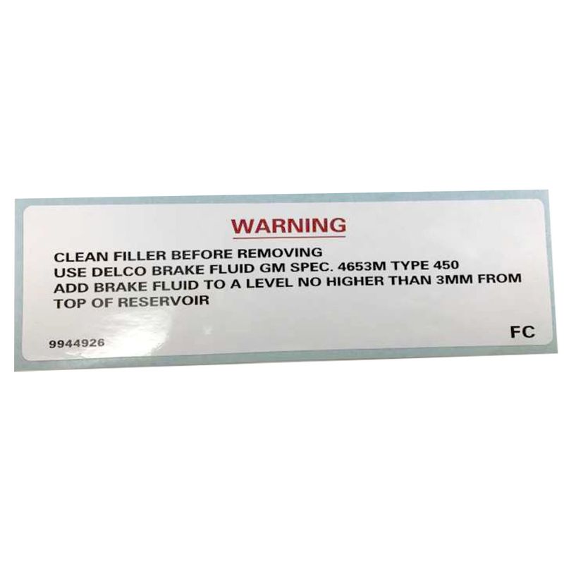HOLDEN LX-UC TORANA &#039;CLEAN FILLER CAP&#039; BRAKE FLUID DECAL