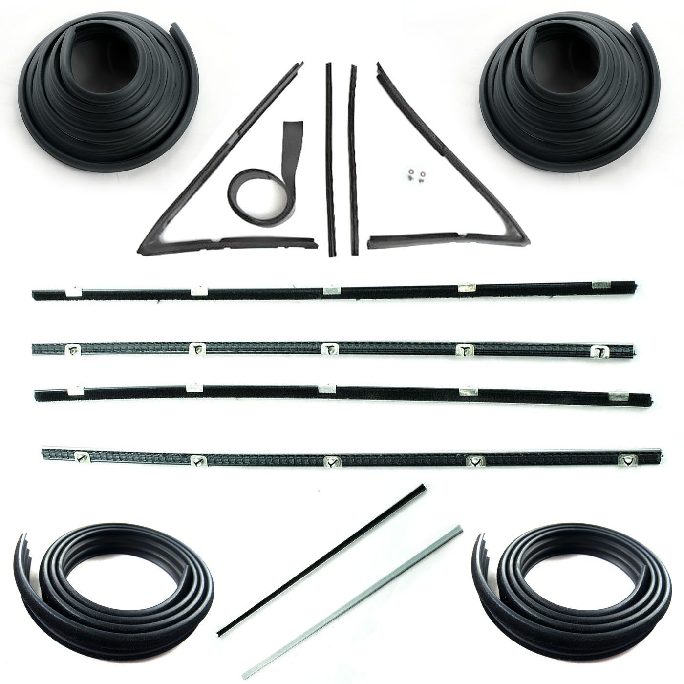 HOLDEN FJ FRONT DOOR BELTS, SEALS, 1/4 VENT, PILLAR & BAILEY CHANNELS SET