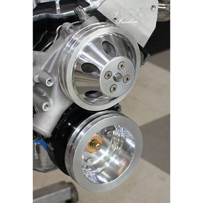 CHEVY SBC PULLEY COMBO TRIPPLE GROOVE ALLOY LONG WATER PUMP SET BILLET CRANK AND WATERPUMP