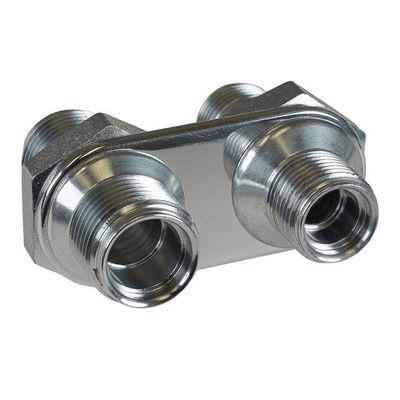 Vintage Air - Streamline Polished Aluminum 2-Way Bulkhead Plate for AC 8-10 Male O-Ring