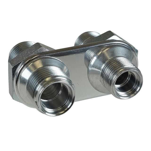 Vintage Air - Streamline Polished Aluminum 2-Way Bulkhead Plate for AC 8-10 Male O-Ring