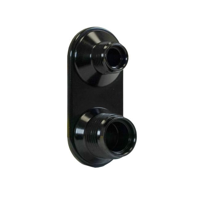 Vintage Air - Streamline Black Anodized Aluminum 2-Way Bulkhead Plate for AC 6-10 Male O-Ring
