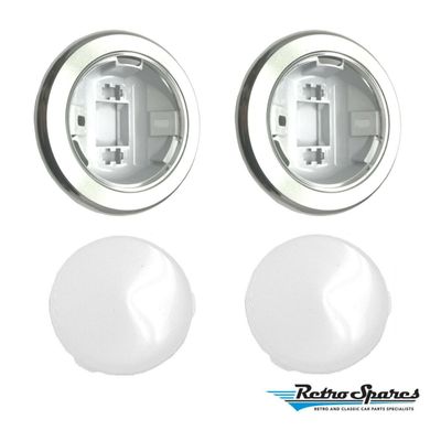 REAR PILLAR INTERIOR CHROME LIGHT LENSES & BEZELS HOLDEN HK-HT-HG HQ-HZ PAIR