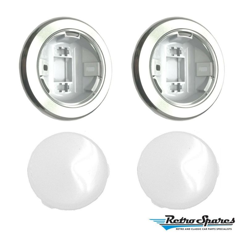 REAR PILLAR INTERIOR CHROME LIGHT LENSES & BEZELS HOLDEN HK-HT-HG HQ-HZ PAIR