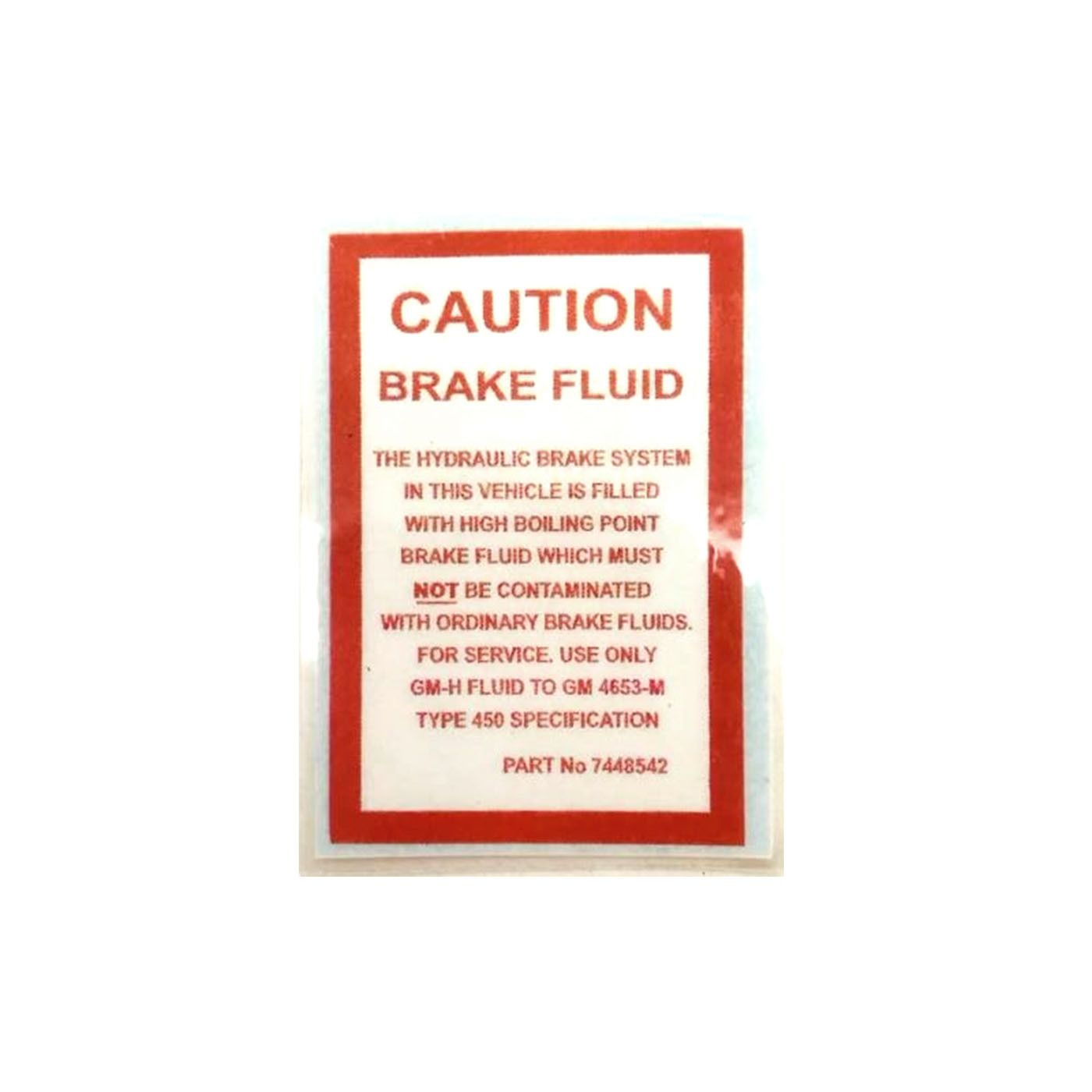 HOLDEN HK HT HG CAUTION BRAKE FLUID DECAL STICKERS