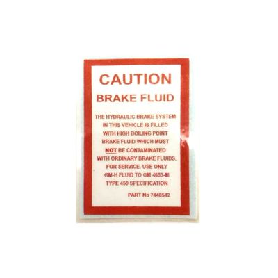 HOLDEN HK HT HG CAUTION BRAKE FLUID DECAL STICKERS