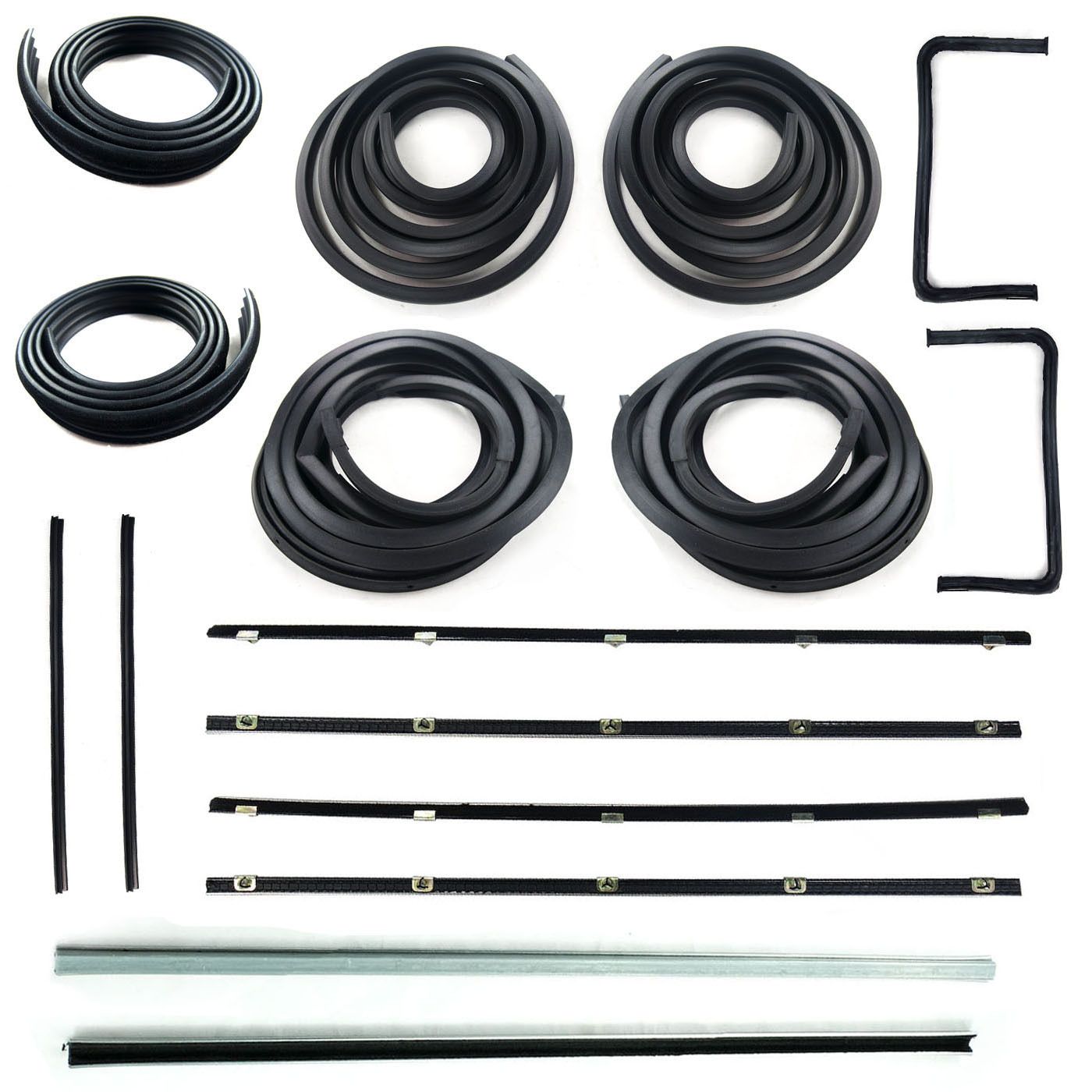 HOLDEN FB EK SEDAN/WAGON FRONT DOOR BELTS, SEALS, UPRIGHT PILLARS, 1/4 VENT & BAILEY CHANNELS SET