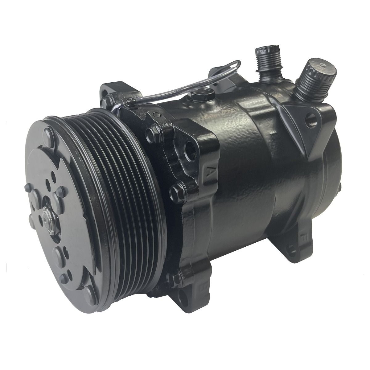 SANDEN SD 508 STYLE COMPRESSOR 7-GROOVE SERPENTINE PULLEY IN BLACK