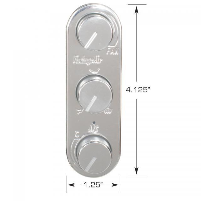 Vintage Air - Streamline 3-Knob Gen IV ProLine™ Oval Vertical Control Panel with Polished Face and Knobs