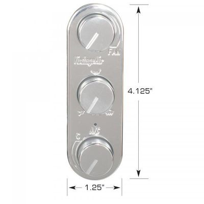 Vintage Air - Streamline 3-Knob Gen IV ProLine™ Oval Vertical Control Panel with Polished Face and Knobs