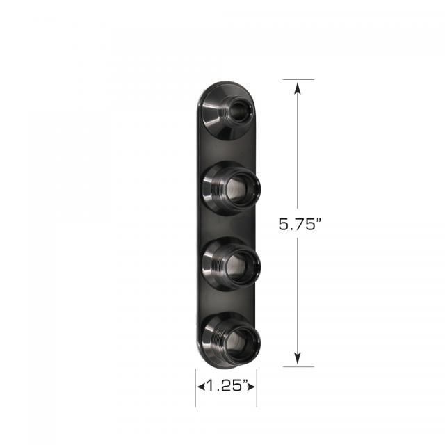 Vintage Air - Streamline Black Anodized Aluminum 4-Way In-Line Bulkhead Plate for AC and Heater 6-10 Male O-Ring