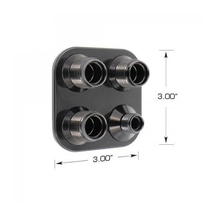 Vintage Air - Streamline Black Anodized Aluminum 4-Way Square Bulkhead Plate for AC and Heater 6-10 Male O-Ring