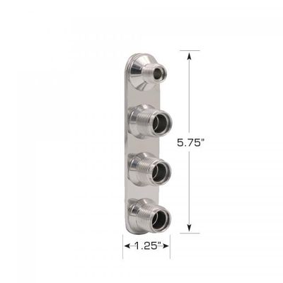 Vintage Air - Streamline Polished Aluminum 4-Way In-Line Bulkhead Plate for AC and Heater 6-10 Male O-Ring