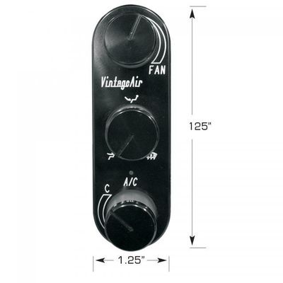 Vintage Air - Streamline 3 Knob Panel Vertical Black Anodized
