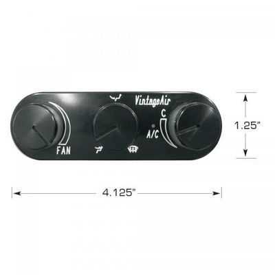 Vintage Air - Streamline 3 Knob Panel Horizontal Black Anodized