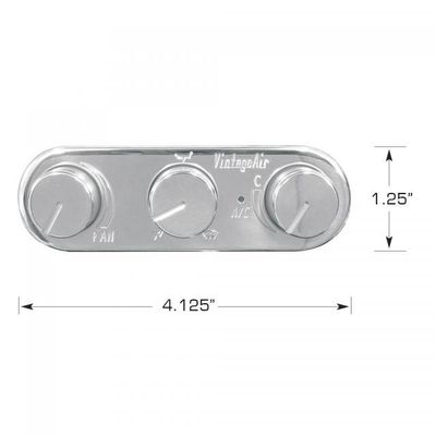 Vintage Air - Streamline 3-Knob Gen IV ProLine™ Oval Horizontal Control Panel with Polished Face and Knobs