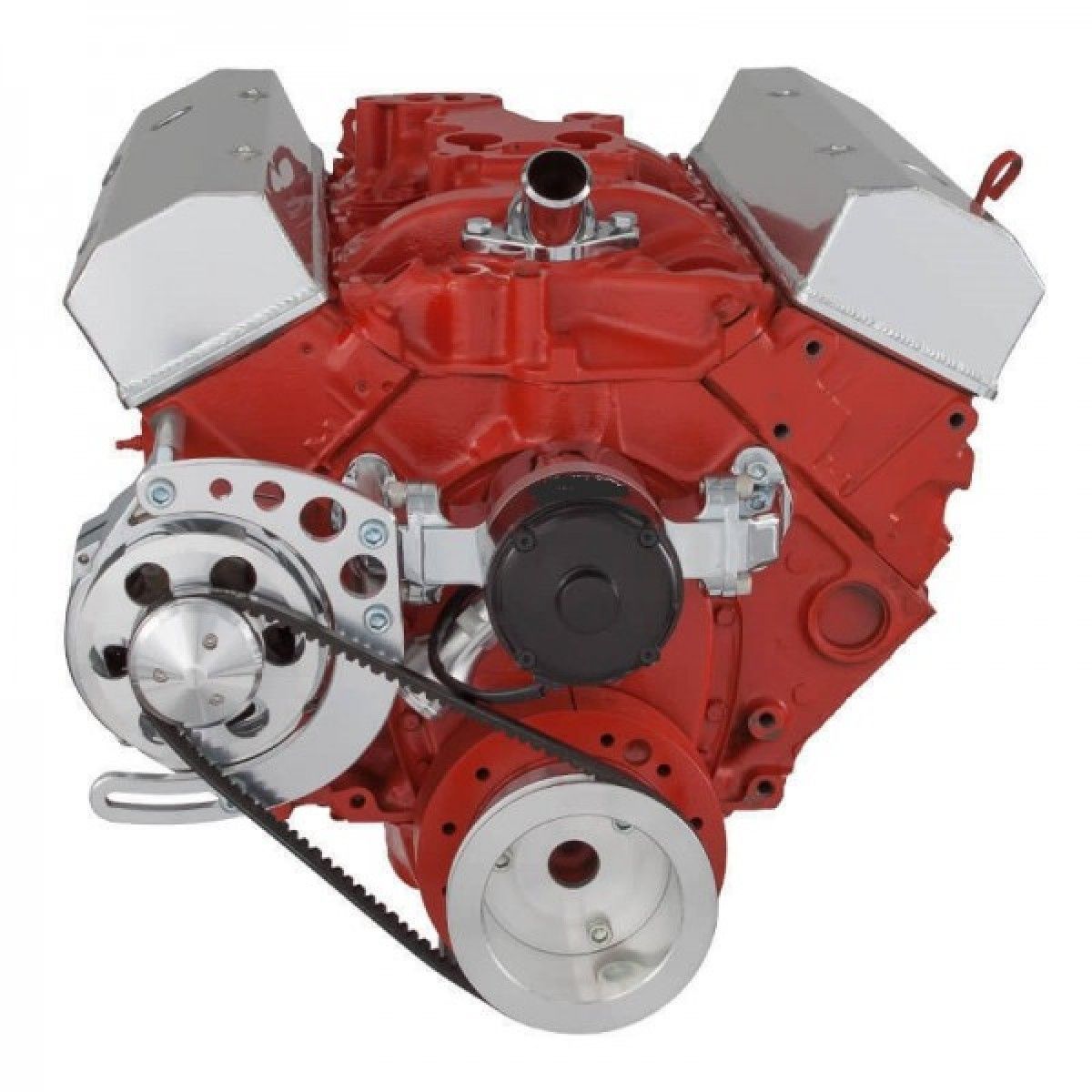 CHEVY SBC 283 350 400 SMALL BLOCK VEE BELT CONVERSION - BILLET BRACKETS & PULLEYS - ALTERNATOR ONLY ELECTRIC WATER PUMP