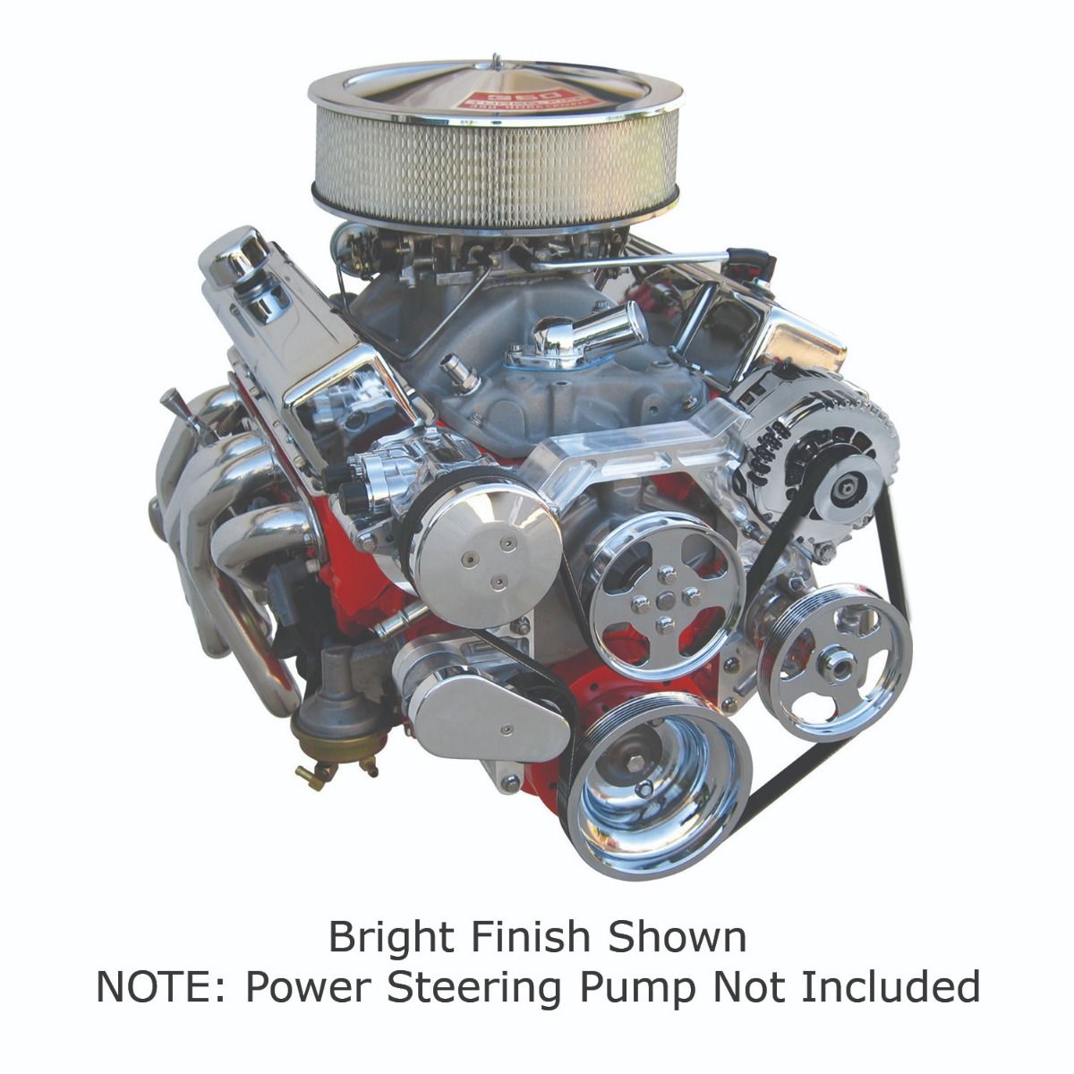Front Runner™ Drive System, Small Block Chevrolet, Bright/Chrome, Power Steering without Pump