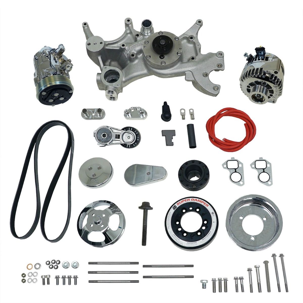 Front Runner™ Drive System GM LS7 Dry-Sump Chrome/Polished without Power Steering