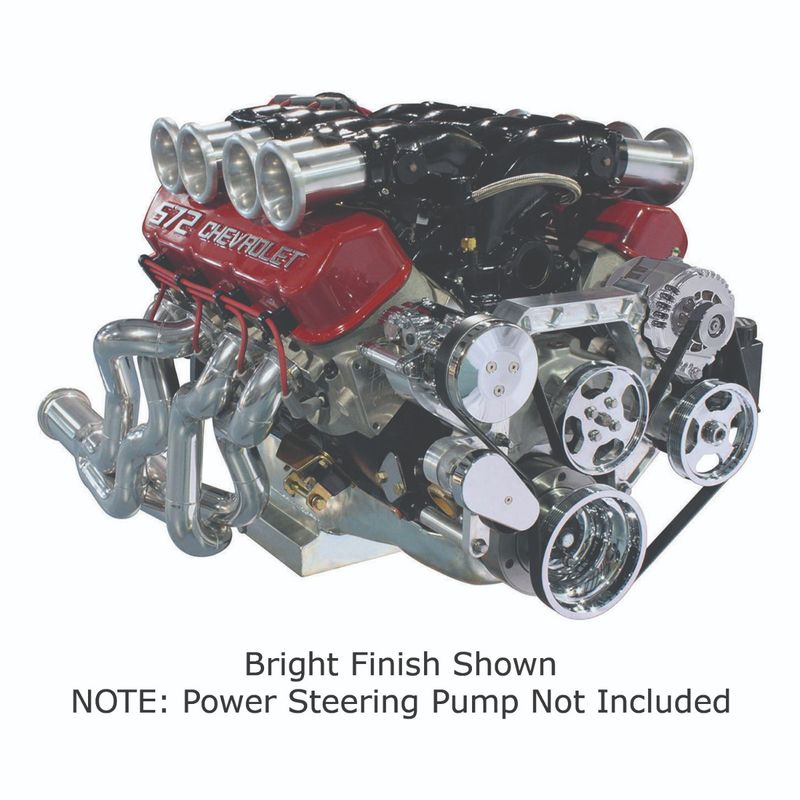 Front Runner™ Drive System, Big Block Chevrolet, Black/Chrome, Power Steering without Pump