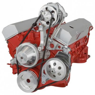 CHEVY SBC 283 350 400 SMALL BLOCK VEE BELT KIT - ALTERNATOR POWER STEERING PULLEYS BRACKETS - SHORT WATER PUMP