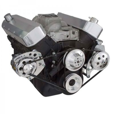 CHEVY BBC 396,427,454 BIG BLOCK SWP VEE BELT ALTERNATOR & POWER STEERING PULLEY & BRACKET KIT