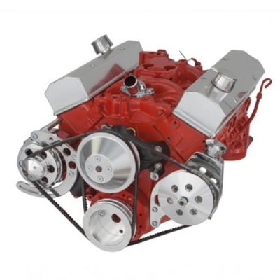 CHEVY SBC 283 350 400 SMALL BLOCK VEE BELT - ALTERNATOR, POWER STEERING PULLEYS & BRACKETS - LONG WATER PUMP