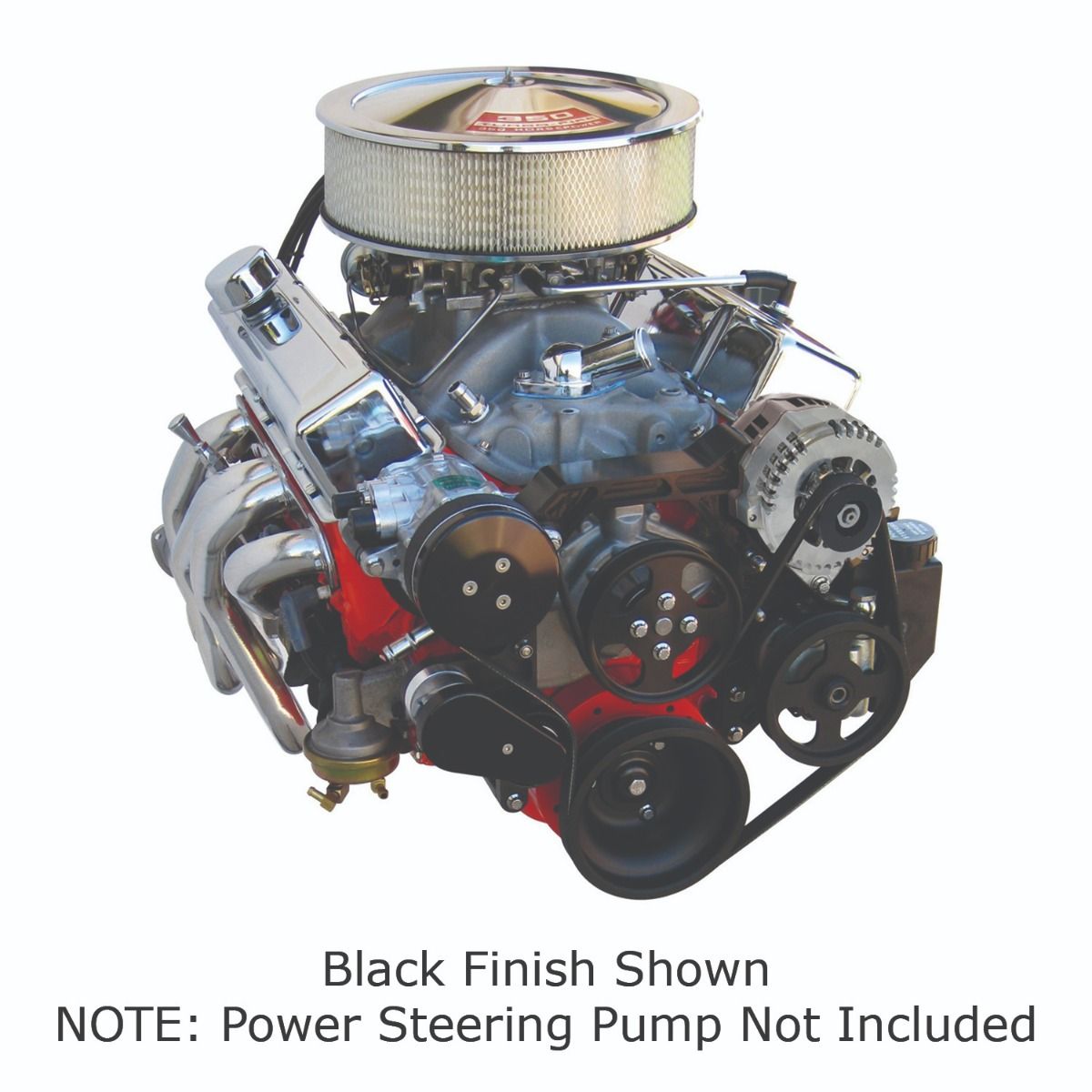 Front Runner™ Drive System, Small Block Chevrolet, Black/Chrome, Power Steering without Pump
