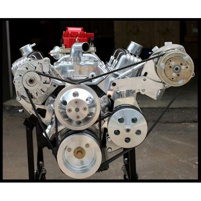 CHEVY HOLDEN GM HOTROD SBC 350 LONG WATER PUMP PULLEYS, BRACKETS KIT WITH BILLET SATIN WATER PUMP AIR COMPRESSOR POWER STEERING PUMP & ALTERNATOR