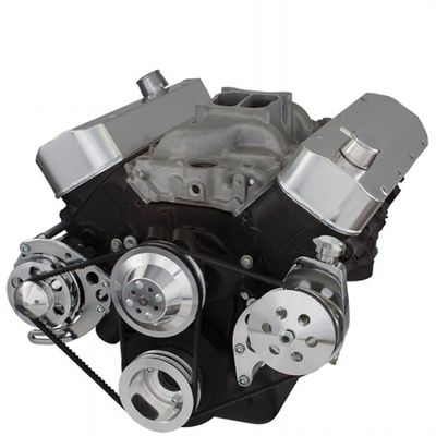 CHEVY BBC 396 427 454 BIG BLOCK VEE BELT - ALTERNATOR, POWER STEERING PULLEYS & BRACKETS - LONG WATER PUMP